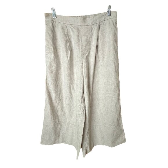 Banana Republic Factory Linen Blend Wide Leg Cropped Pull-On Pants in Flax Sz M - Picture 2 of 7